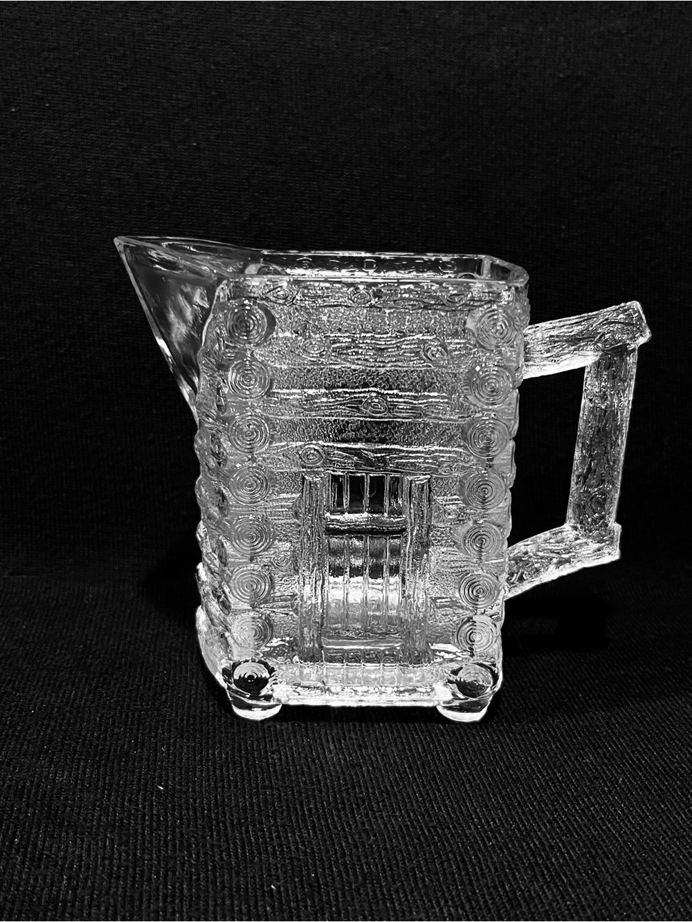 Antique Central Glass Work Circa 1870’s Log Cabin Creamer Very Rare